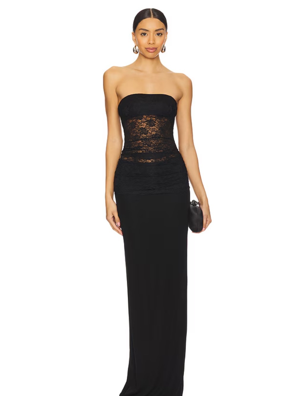 Lovers and Friends Zahra Gown - Strapless Black Lace Bodice Maxi Dress
